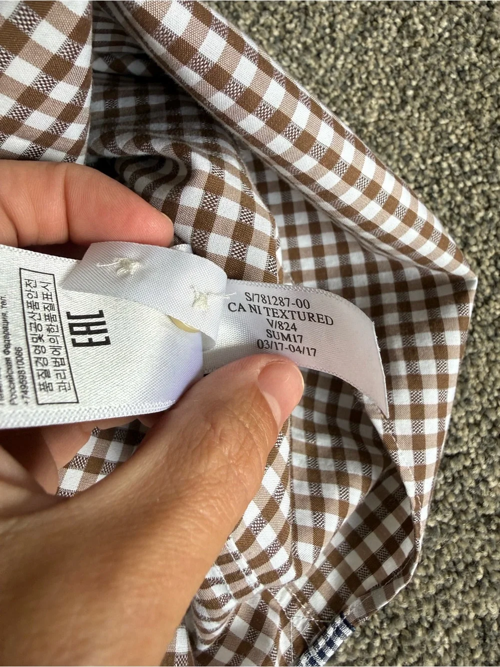 Banana Republic Men’s Collared Dress Shirt Camden Fit Large Brown/White